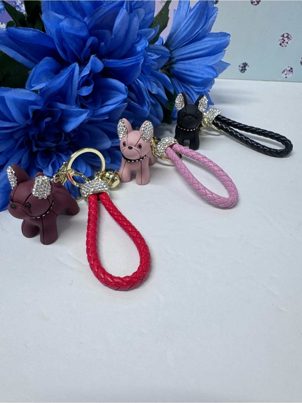 🐕3 COLORS! DOGGIE CRYSTAL LEASH BAG CHARM